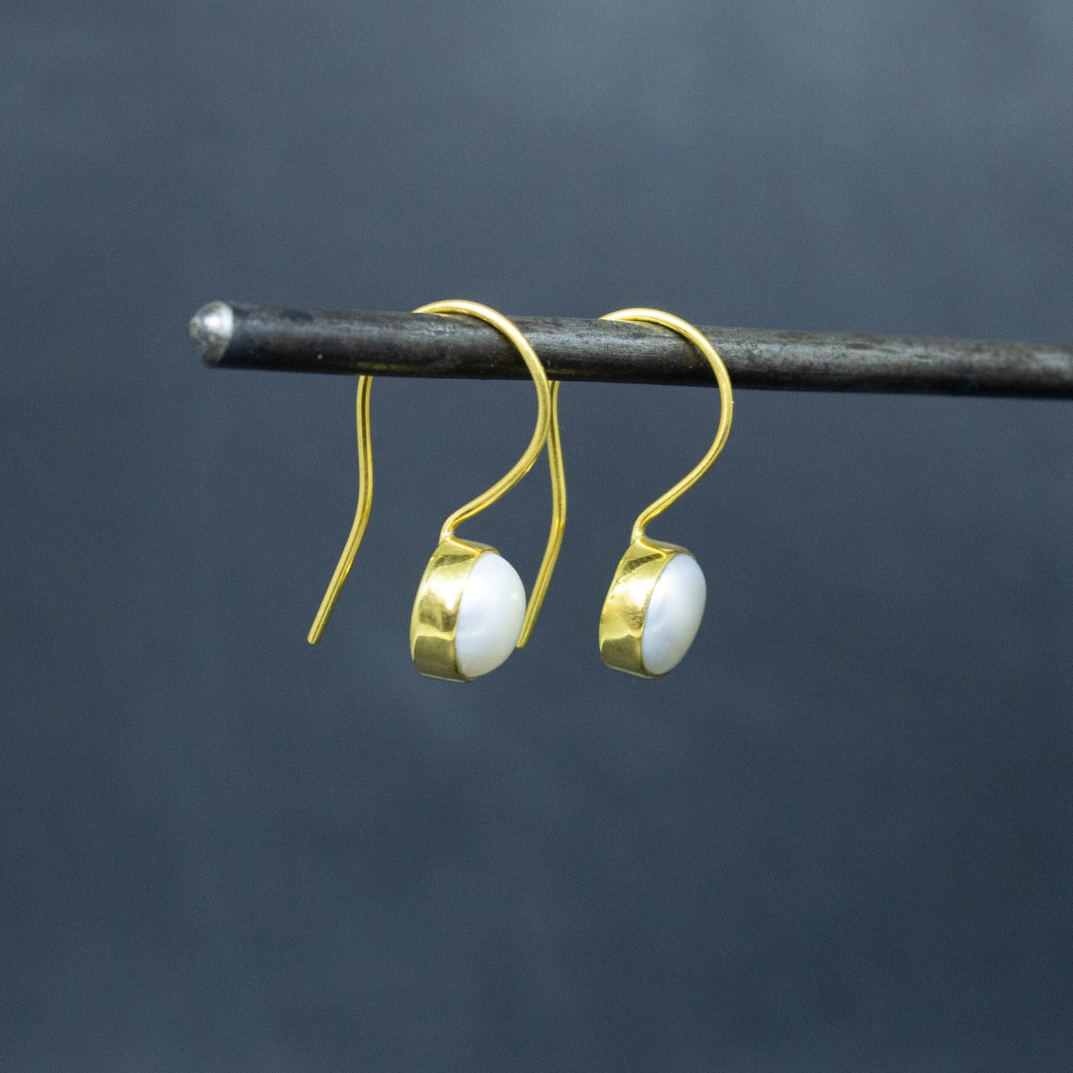 Round Freshwater Pearl Drop Earrings in 18k Gold Vermeil