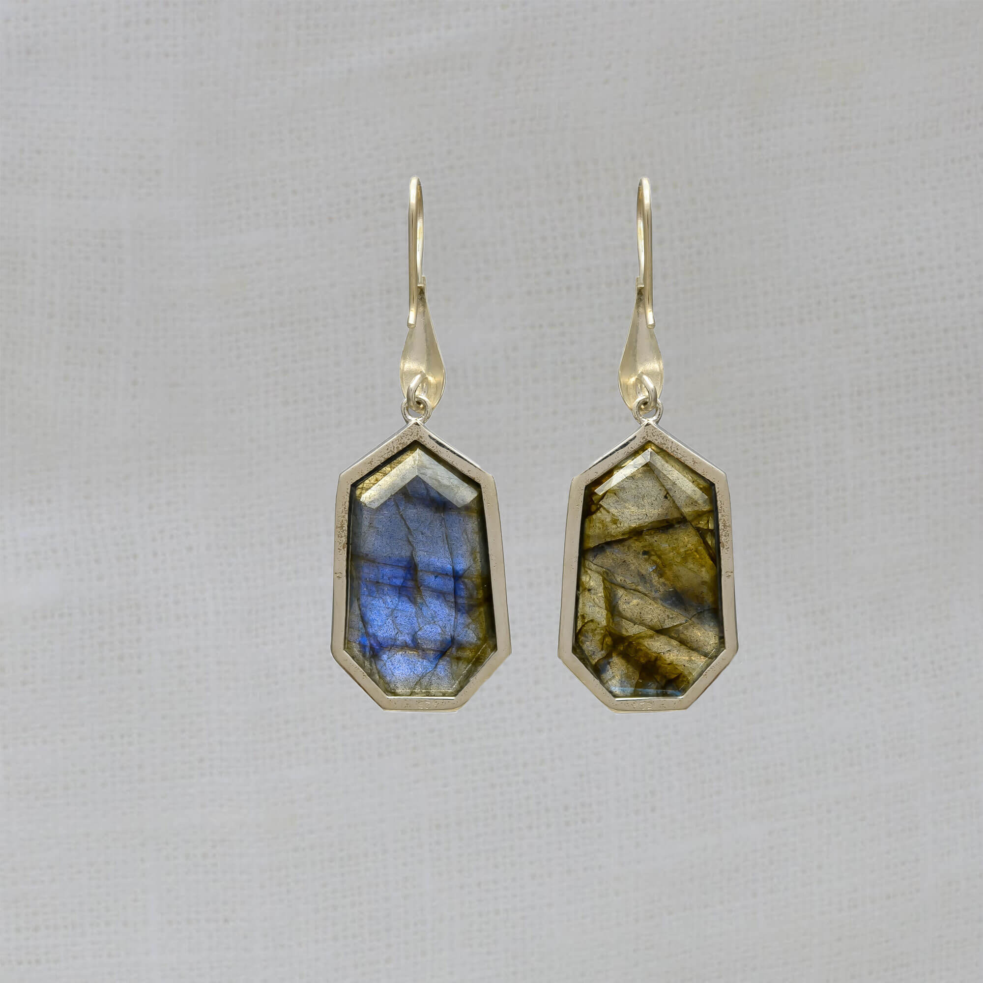 Labradorite large geometric drop earrings in sterling silver