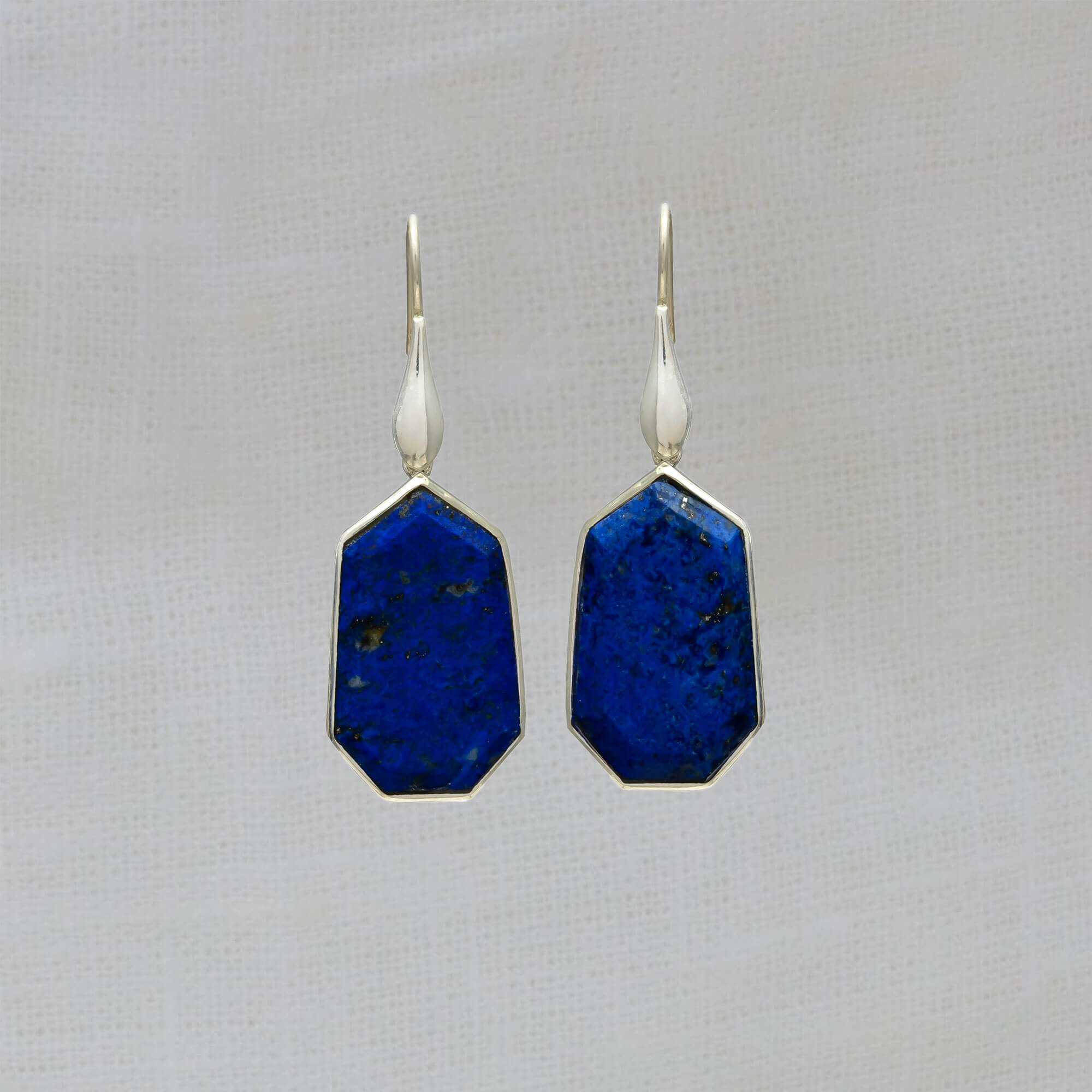 Lapis lazuli large geometric statement earrings in sterling silver - Beyond Biasa