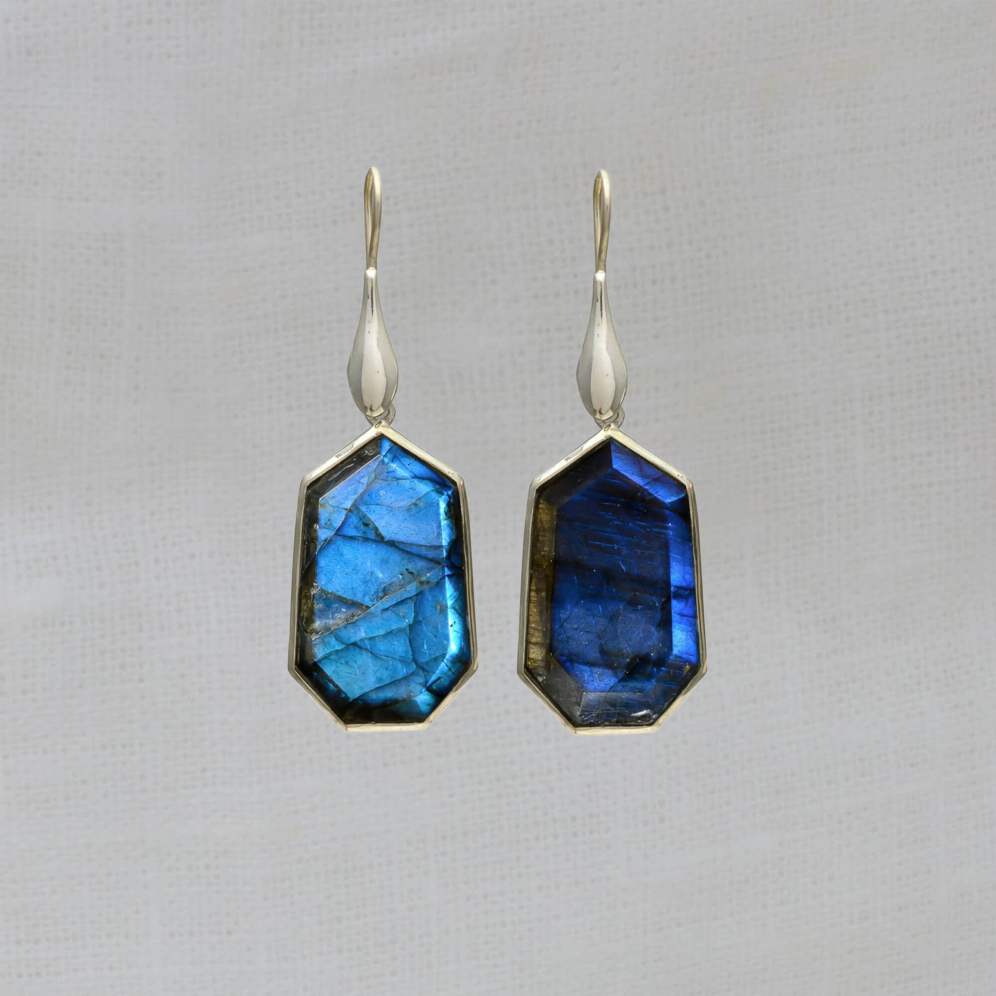 Labradorite large geometric drop earrings in sterling silver