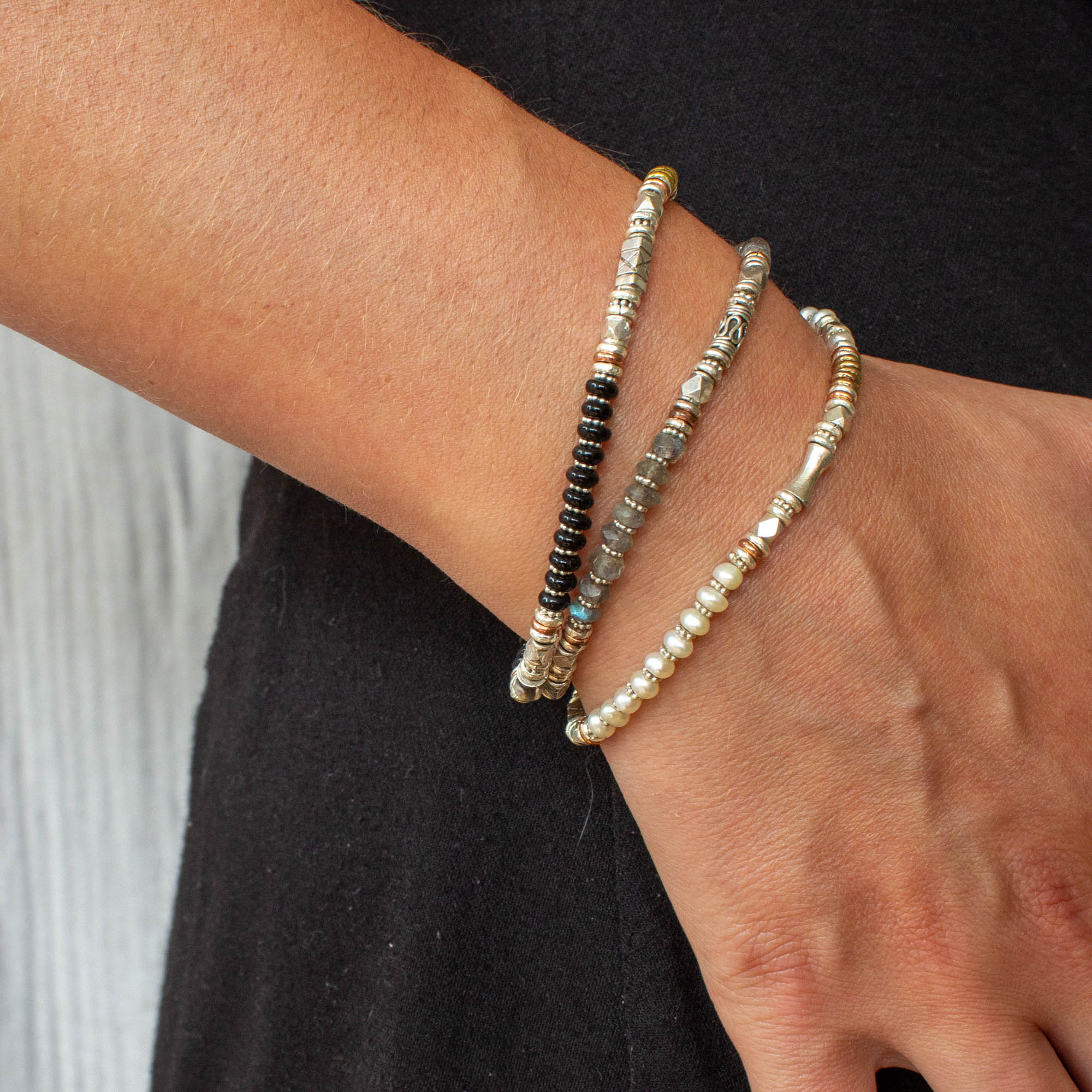 Labradorite Bracelet and Mixed Metals Bracelet - Beyond Biasa