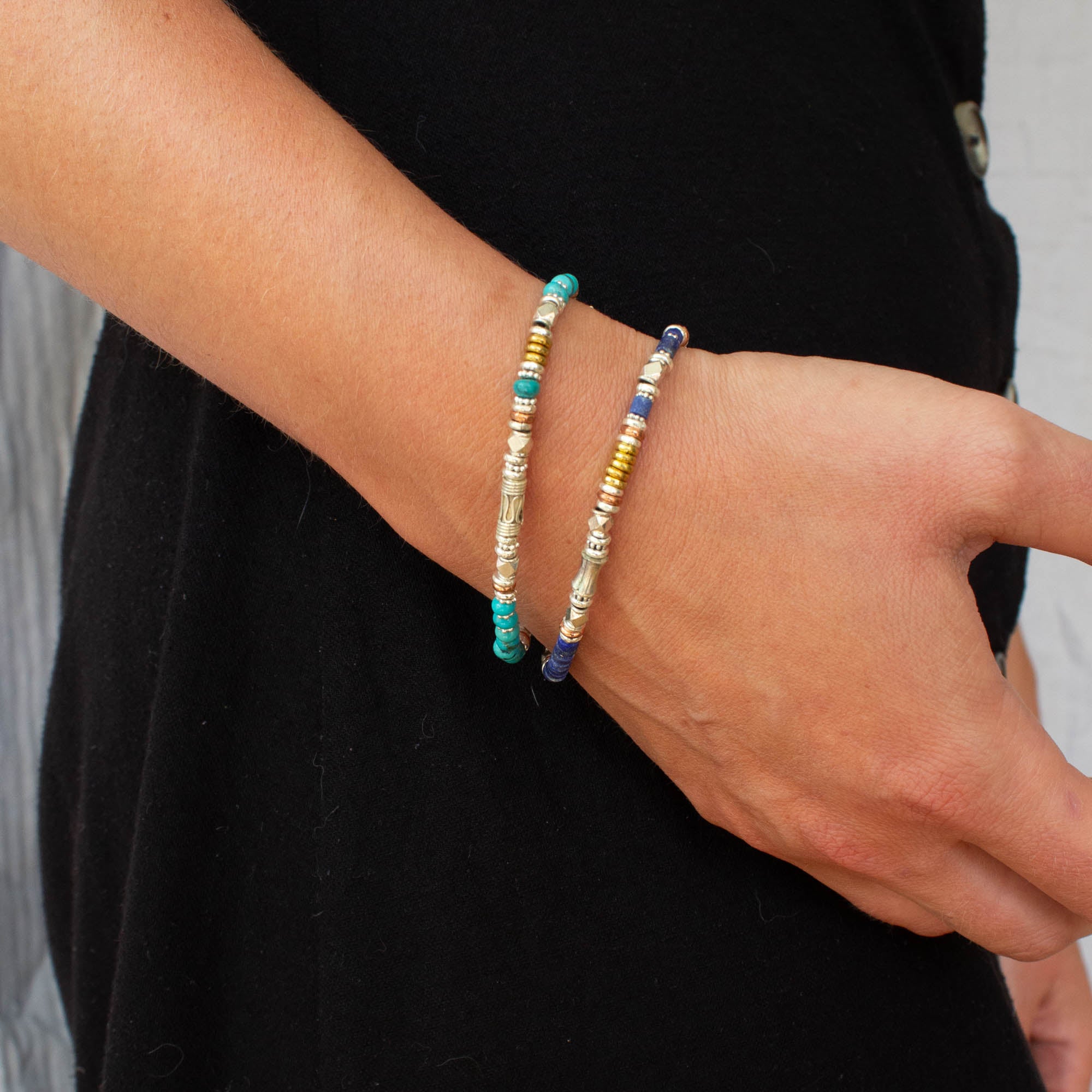 Lapis Lazuli and Mixed Metals Bracelet - Beyond Biasa