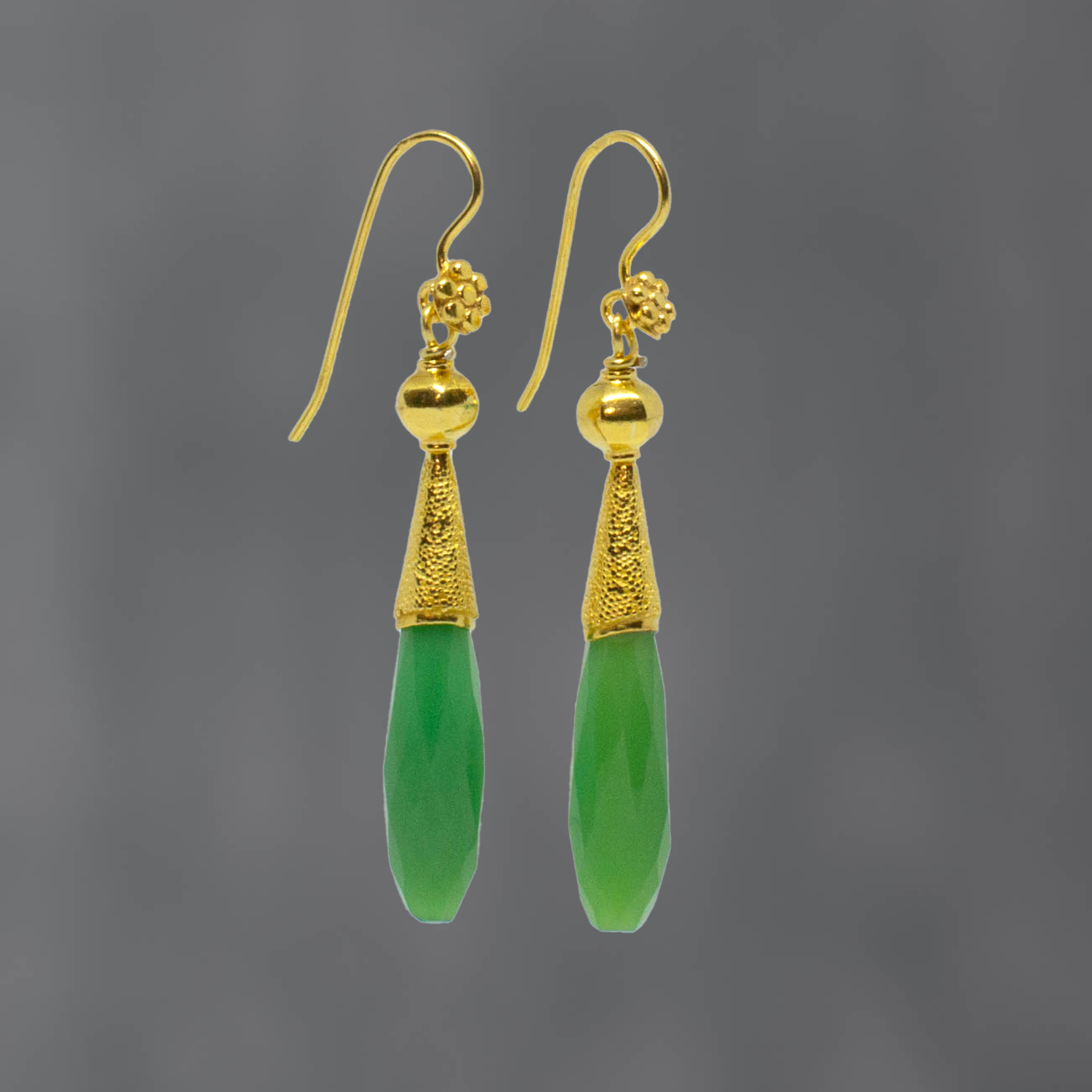 Chrysoprase and Granulation Earrings - Beyond Biasa