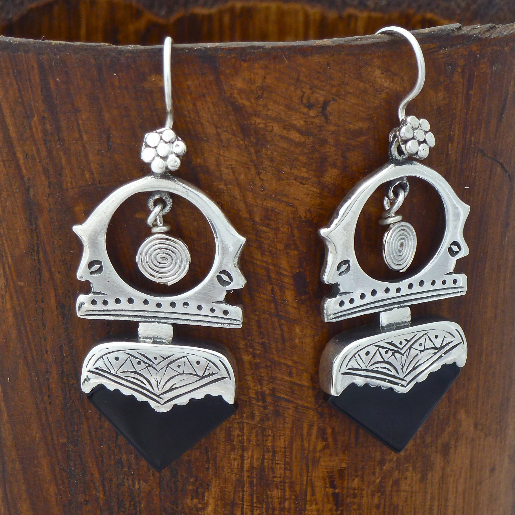 Silver Tuareg and Gemstone Earrings - Beyond Biasa