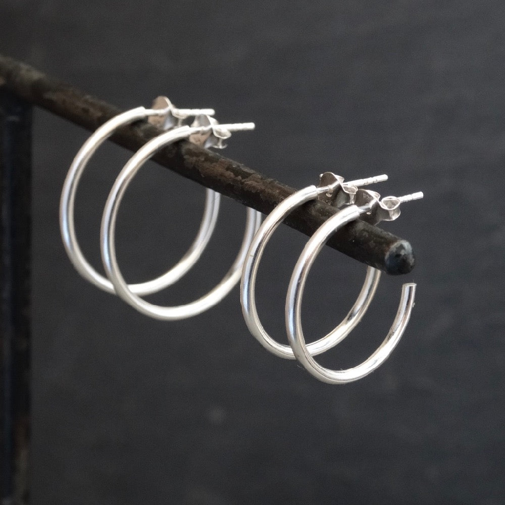 Sterling Silver Stud Hoop Earrings - Beyond Biasa