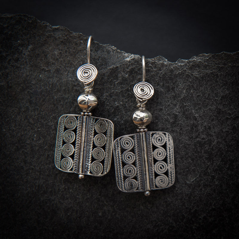 Geometric Sterling Silver Spiral Earrings - Beyond Biasa