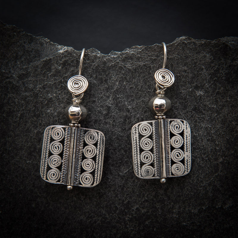 Geometric Sterling Silver Spiral Earrings - Beyond Biasa