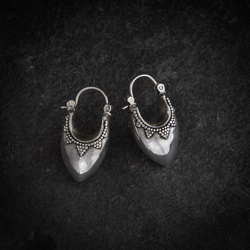 Granulation Sterling Silver Bucket Hoop Earrings - Beyond Biasa