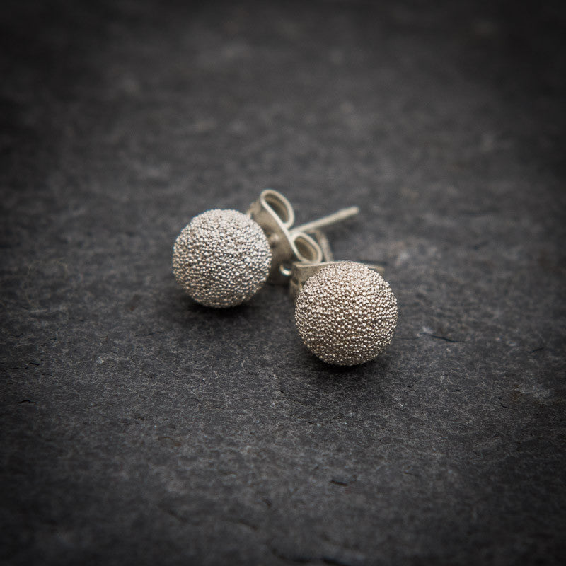 Granulation Ball Stud Earrings in Sterling Silver or Gold Vermeil - Beyond Biasa