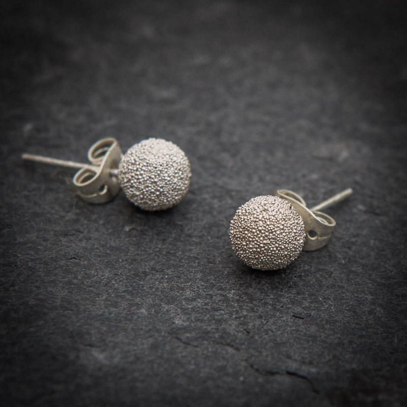 Granulation Ball Stud Earrings in Sterling Silver or Gold Vermeil - Beyond Biasa