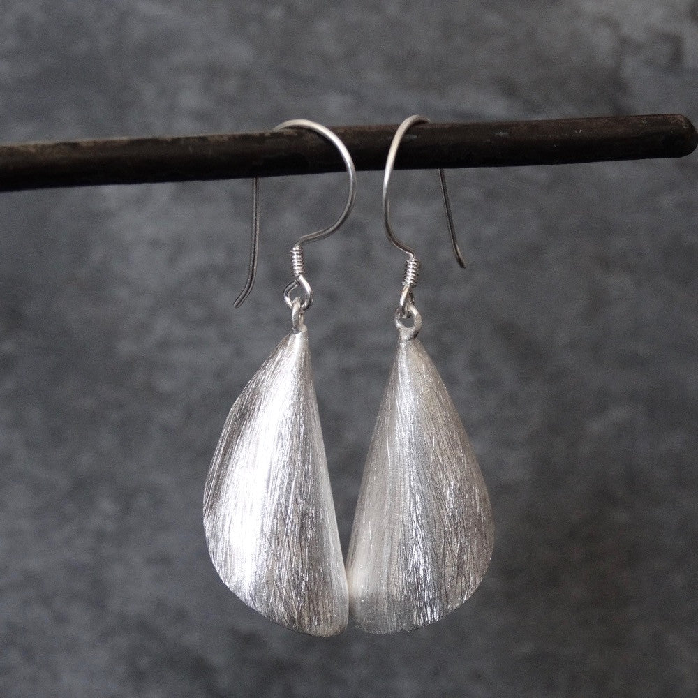 Brushed Sterling Silver or Gold Vermeil Flute Earrings - Beyond Biasa