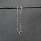 Sterling Silver Bamboo Drop Earrings with Amethyst - Beyond Biasa