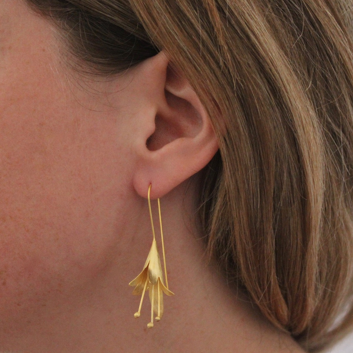 Fuchsia Flower Drop Earrings - Beyond Biasa