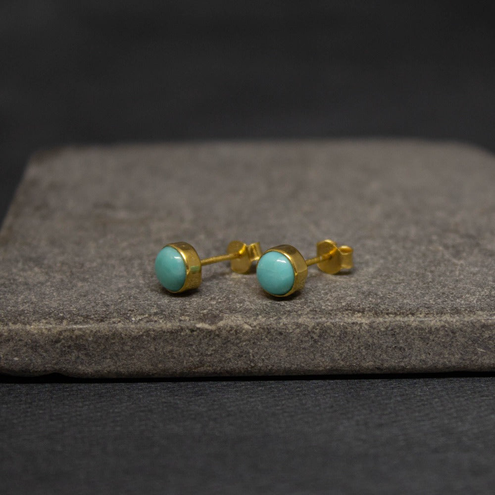Turquoise Round Stud Earrings - Beyond Biasa