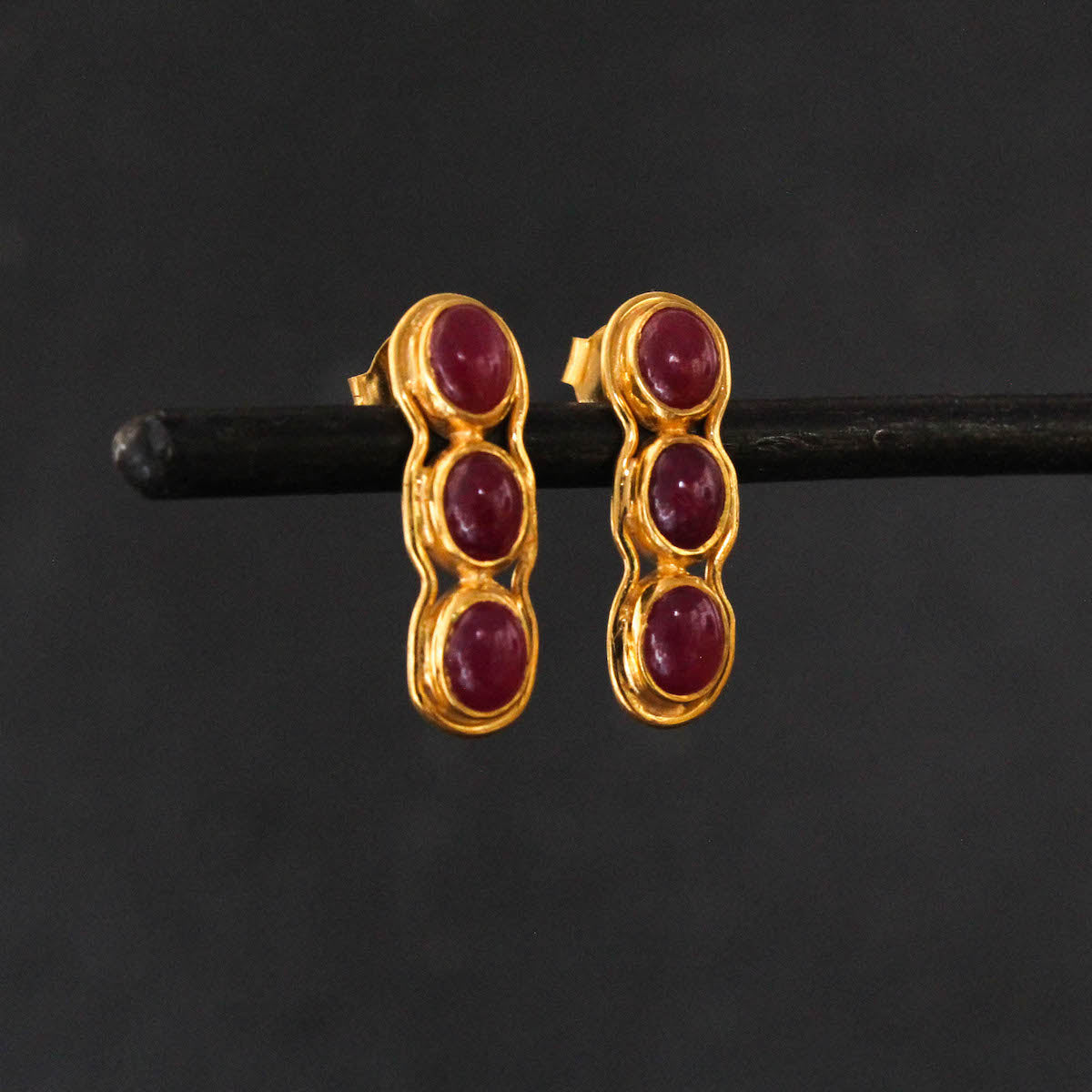 Ruby and Gold Vermeil Stud Earrings - Beyond Biasa