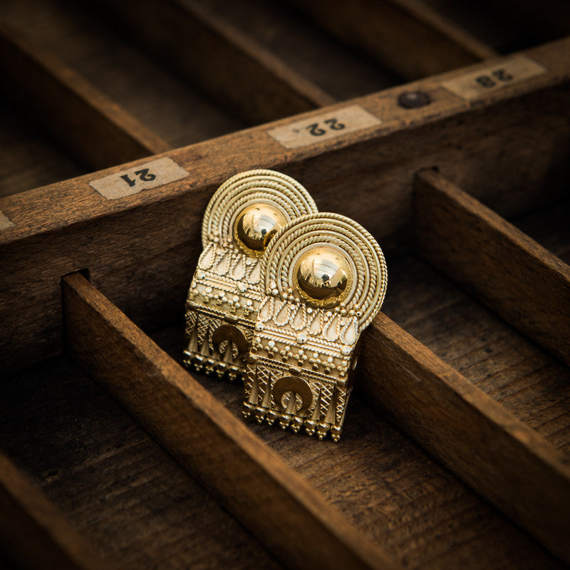 Gold Vermeil South Indian Bead Stud Earrings - Beyond Biasa