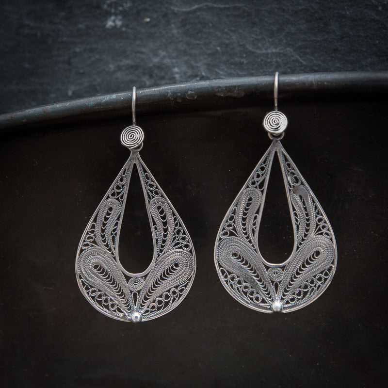 Sterling Silver Teardrop Filigree Earrings - Beyond Biasa
