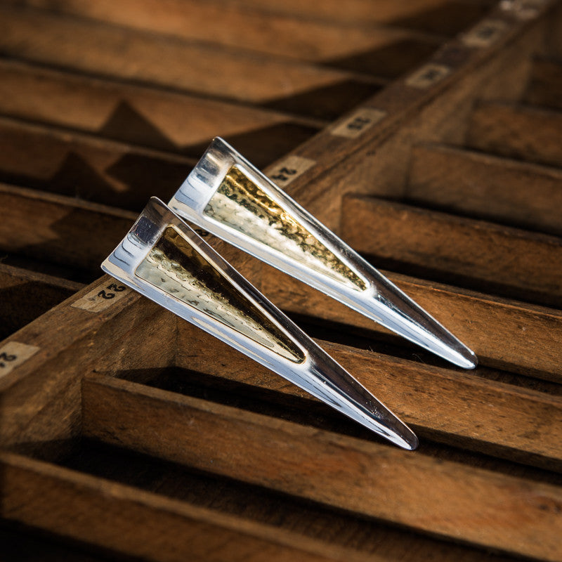 Sterling Silver and Gold Vermeil Triangle Stud Earrings - Beyond Biasa