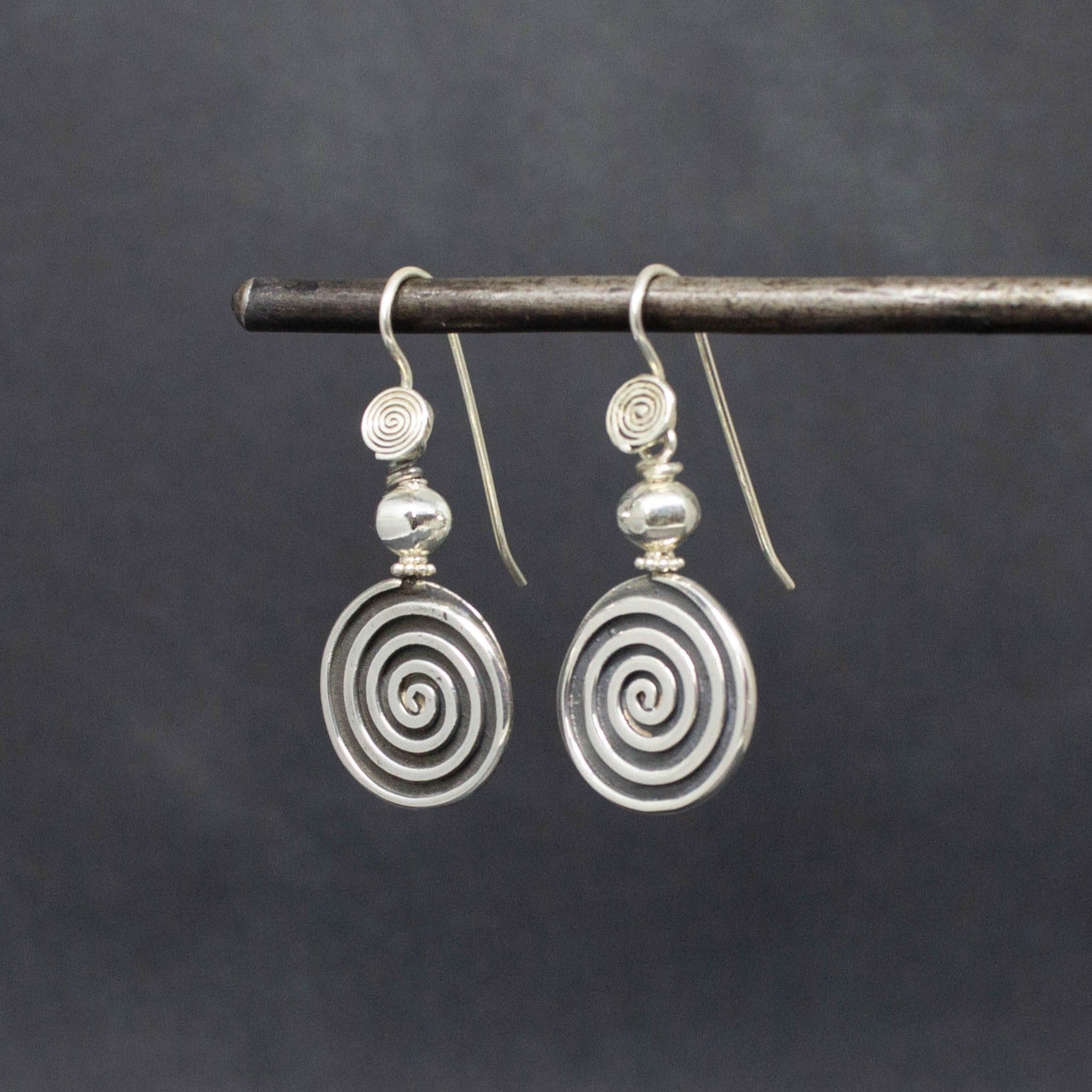 Sterling Silver Spiral Drop Earrings - Beyond Biasa