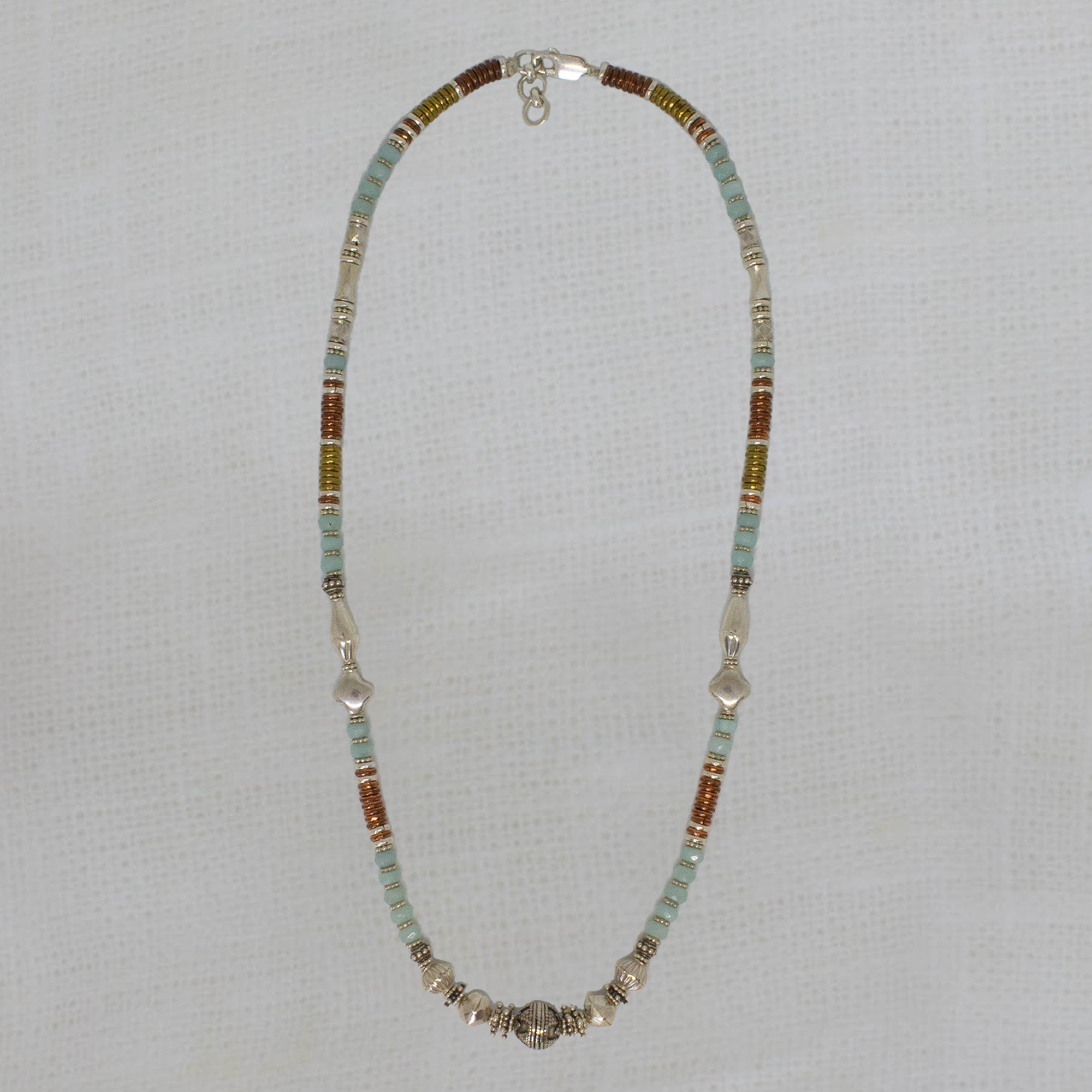 Mixed Metals and Gemstone Feature Bead Necklace - Beyond Biasa