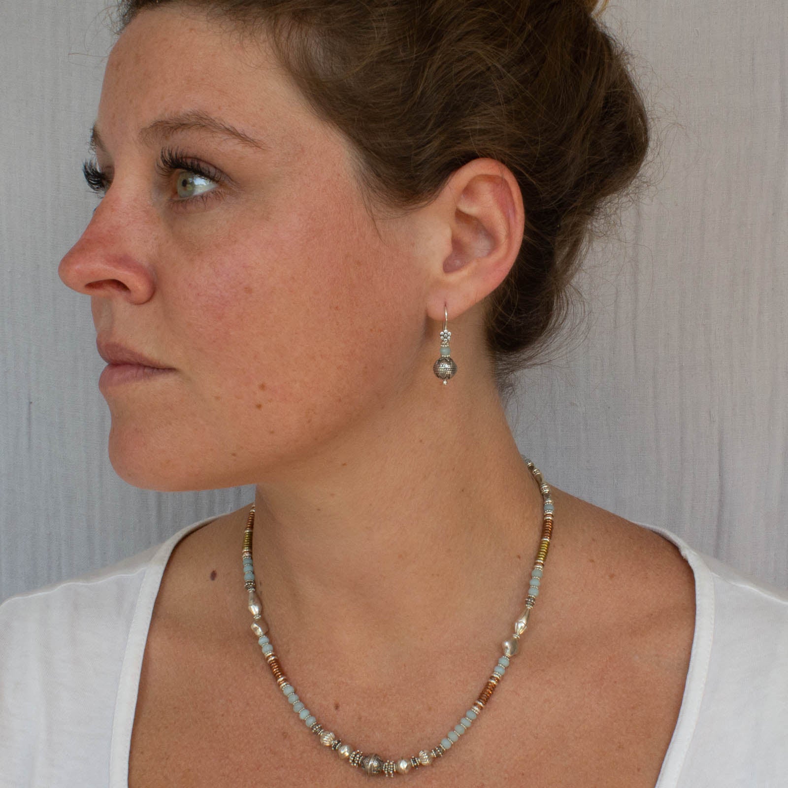 Mixed Metals and Gemstone Feature Bead Necklace - Beyond Biasa