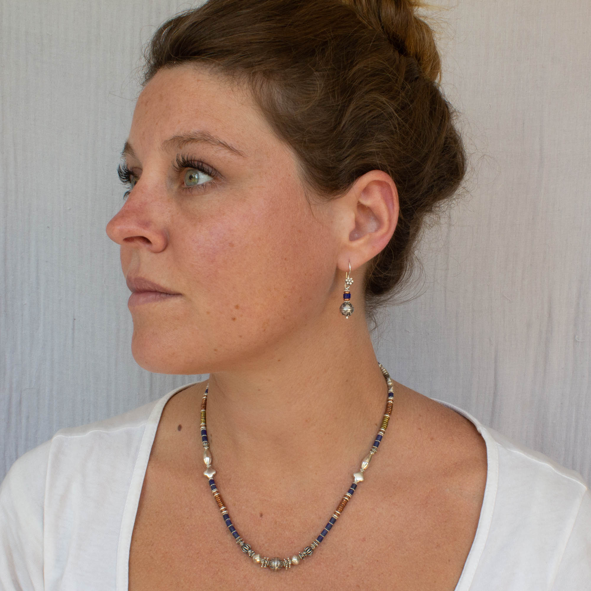 Mixed Metals and Gemstone Feature Bead Necklace - Beyond Biasa