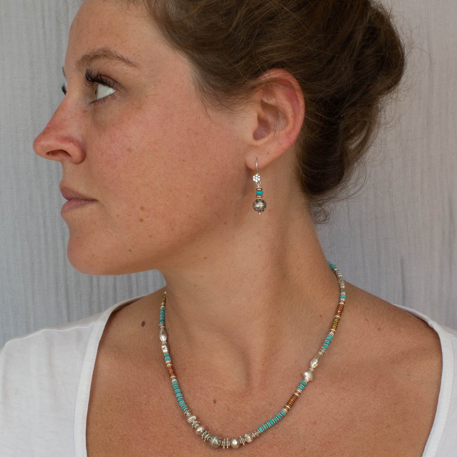 Mixed Metals and Gemstone Feature Bead Necklace - Beyond Biasa