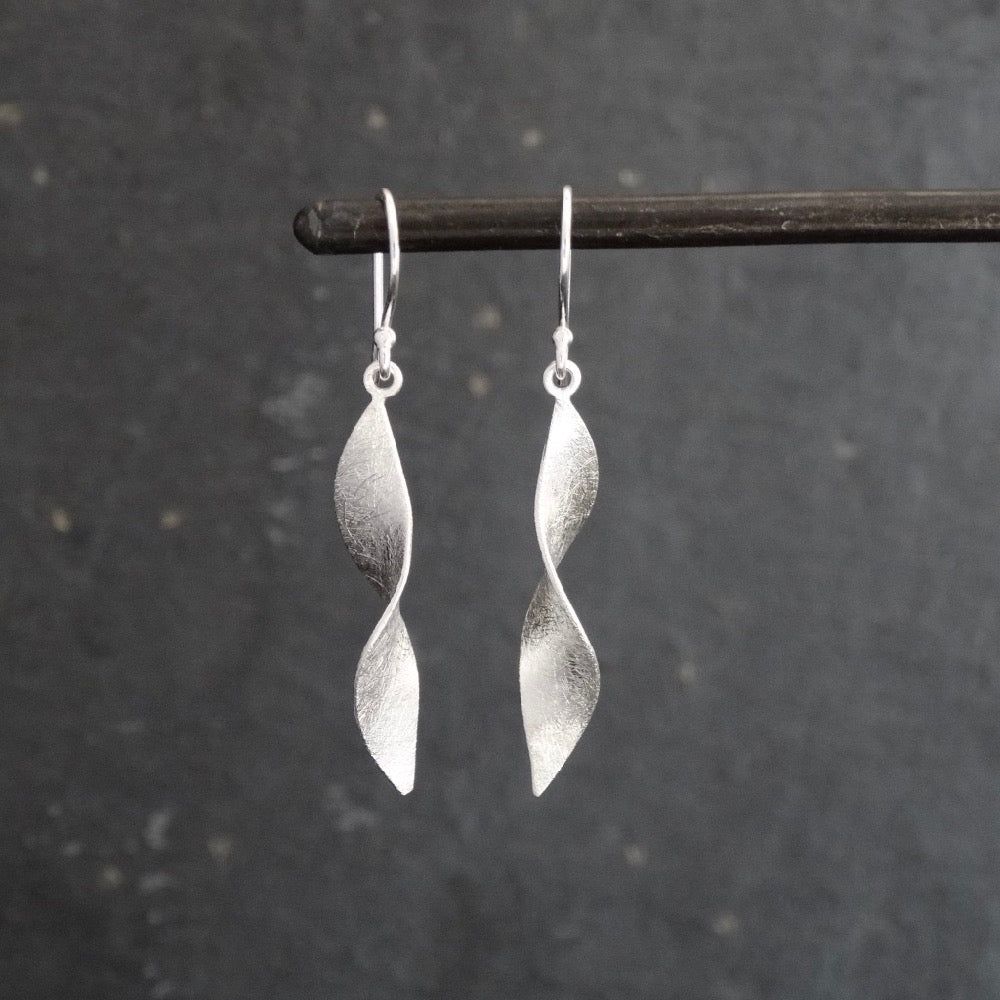 Brushed Sterling Silver Twist Earrings - Beyond Biasa