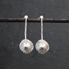 Oxidised Silver Scratched Disc Drop Earrings - Beyond Biasa