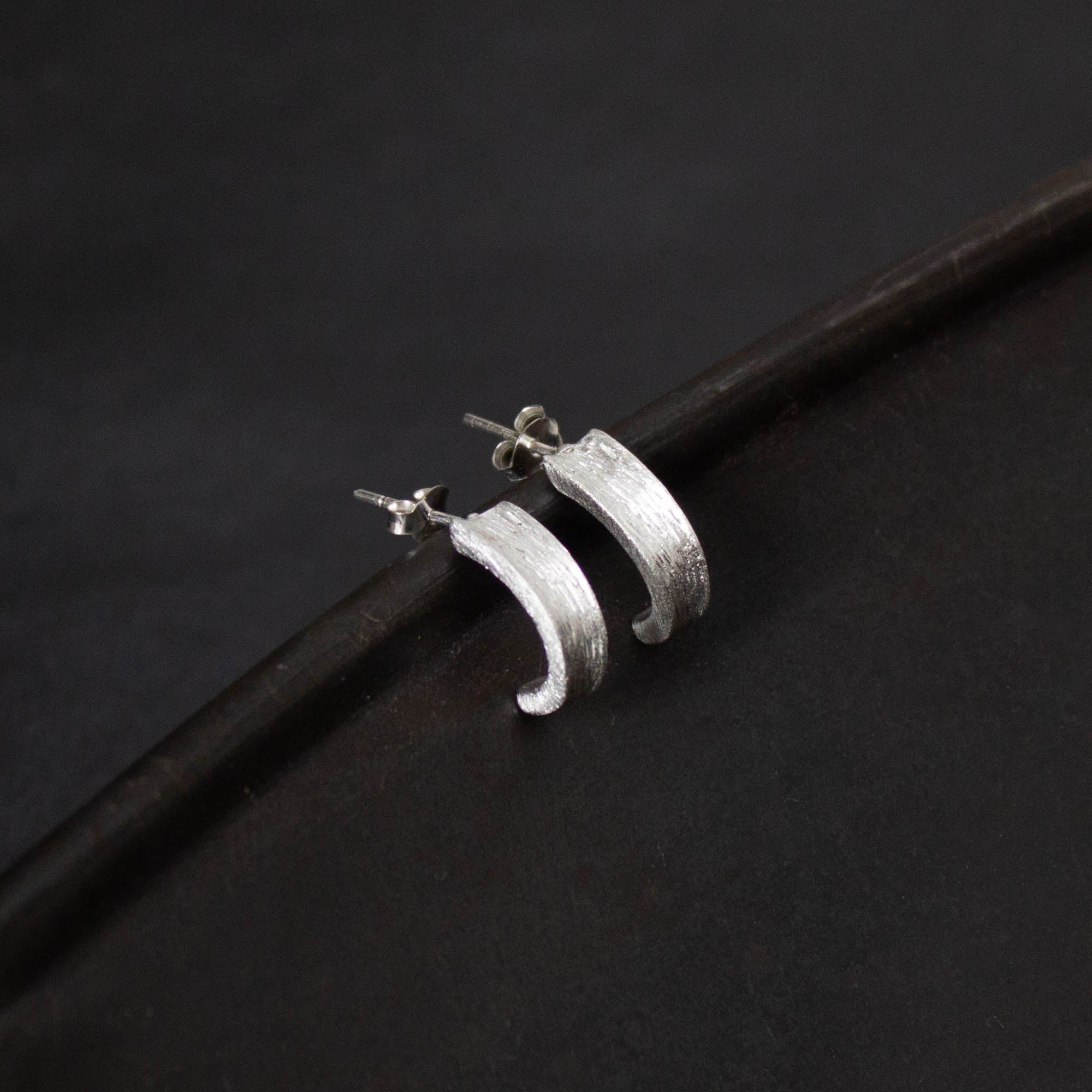 Textured Silver Stud Earrings - Beyond Biasa