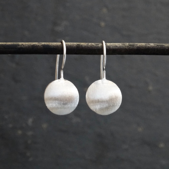 Brushed Circle Drop Earrings - Beyond Biasa
