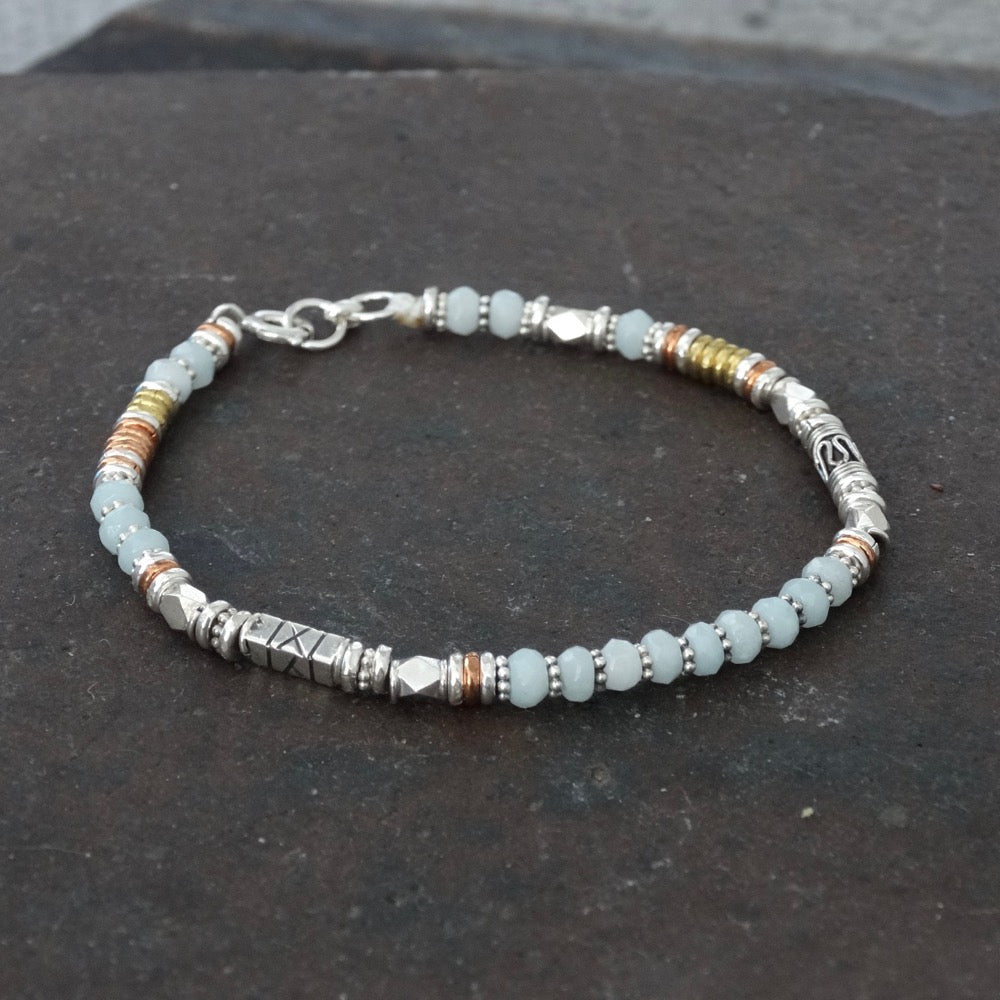 Amazonite Bracelet with Sterling Silver Copper and Brass - Beyond Biasa