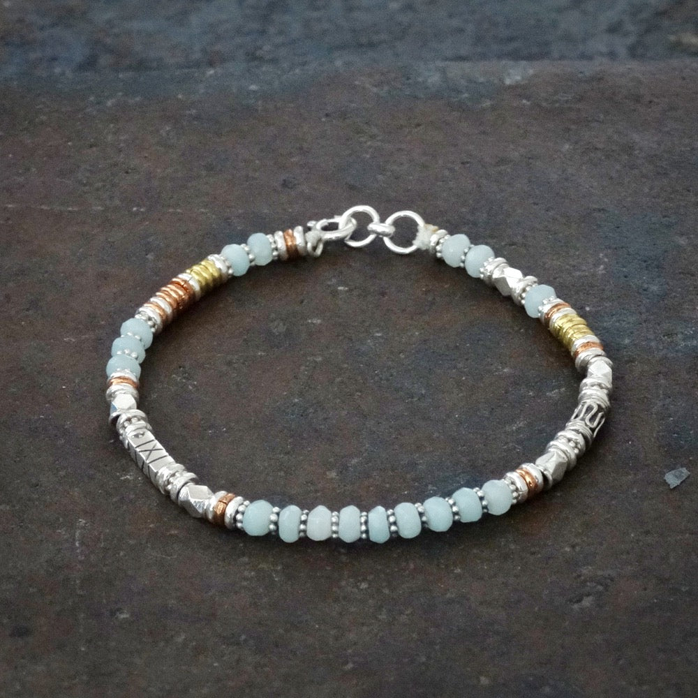 Amazonite Bracelet with Sterling Silver Copper and Brass - Beyond Biasa