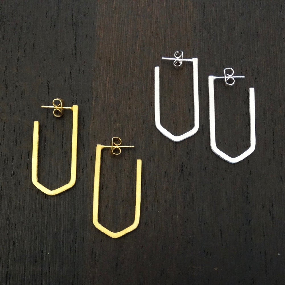 Geometric Hoop Earrings in Sterling Silver or Gold Vermeil - Beyond Biasa