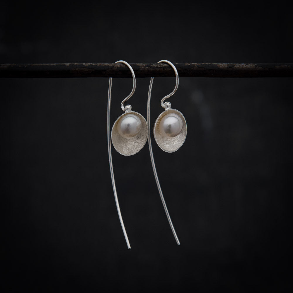 Freshwater Pearl Long Hook Earrings - Beyond Biasa