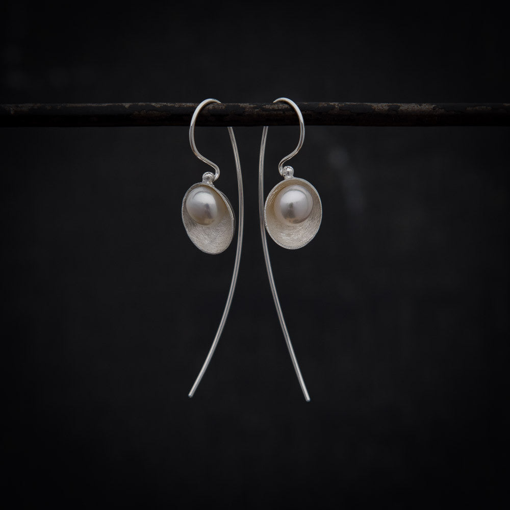 Freshwater Pearl Long Hook Earrings - Beyond Biasa