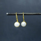Round Freshwater Pearl Drop Earrings in 18k Gold Vermeil 