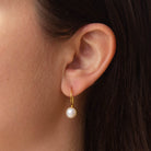 Round Freshwater Pearl Drop Earrings in 18k Gold Vermeil 