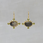 Labradorite with Peridot Gemstone earrings in 18k gold vermeil with a hook fitting - Beyond Biasa 