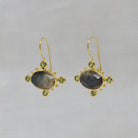 Labradorite with Peridot Gemstone earrings in 18k gold vermeil with a hook fitting - Beyond Biasa 