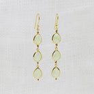 Prehnite and gold vermeil triple drop gemstone earrings in gold vermeil 