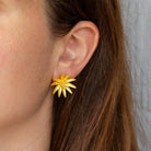 Large Brushed Flower Stud Earrings in Silver or Gold - Beyond Biasa