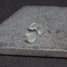 Simple gemstone everyday stud earrings, aqua chalcedony and sterling silver - Beyond Biasa