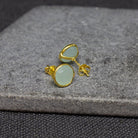 Simple gemstone everyday stud earrings, aqua chalcedony and gold vermeil - Beyond Biasa