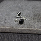 Simple gemstone everyday stud earrings, black onyx and sterling silver - Beyond Biasa