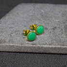 Simple gemstone everyday stud earrings, chrysoprase and gold vermeil - Beyond Biasa