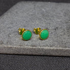 Simple gemstone everyday stud earrings, chrysoprase and gold vermeil - Beyond Biasa