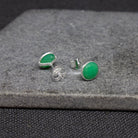 Simple gemstone everyday stud earrings, chrysoprase and sterling silver - Beyond Biasa