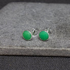 Simple gemstone everyday stud earrings, chrysoprase and sterling silver - Beyond Biasa