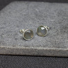 Simple gemstone everyday stud earrings, labradorite and sterling silver - Beyond Biasa